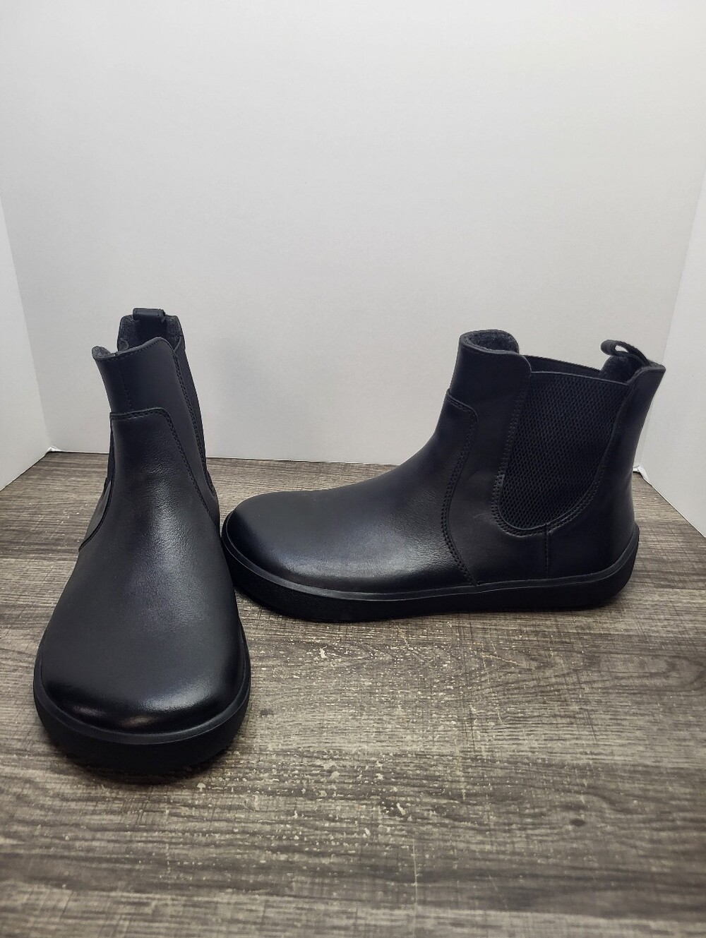 Be Lenka Entice Neo Boots Men's Sz 7.5 Black Leather Barefoot Minimalist Chelsea